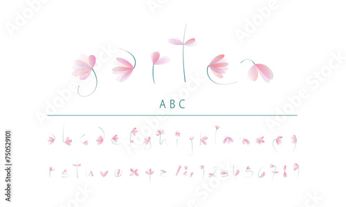 Alphabet mit Buchstaben aus rosa Blumen