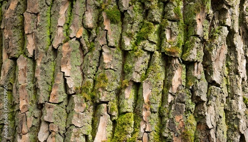 embossed texture of the bark of oak panoramic photo of the oak texture with moss
