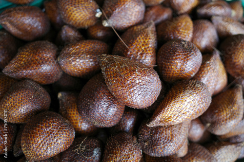 Ripe Salak fruits (Salacca edulis or Salacca zalacca) known as snake fruit or snake skin fruit
