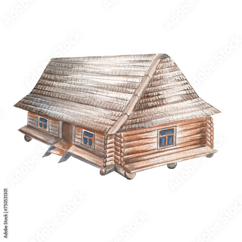 House isolated, House on white background, home, building, watercolor illustration.