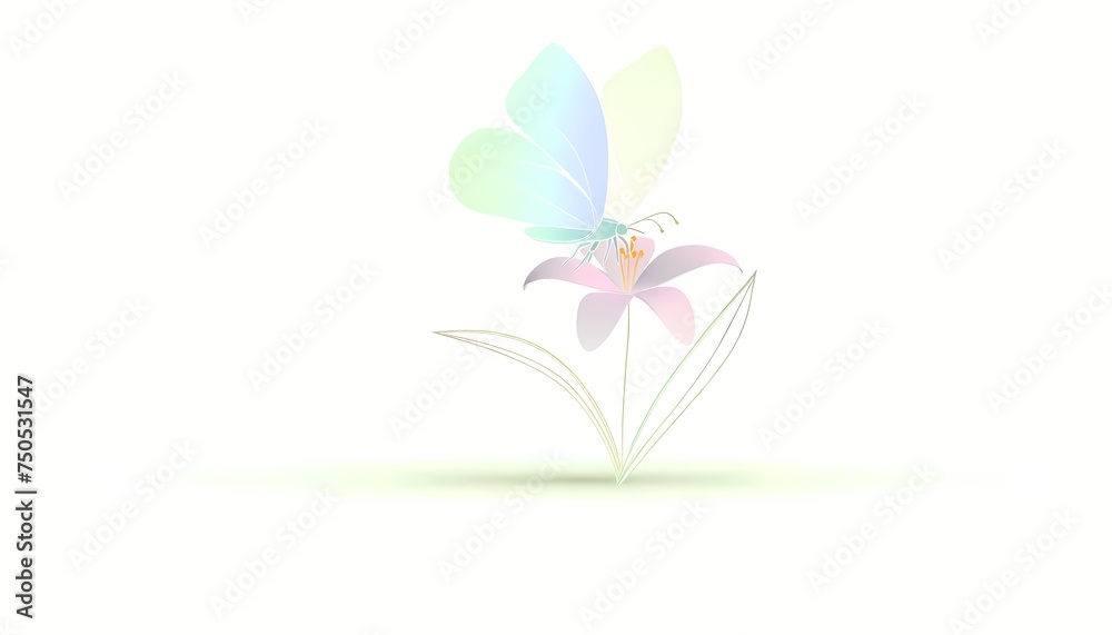 Springtime Serenity: Pastel Butterfly on a Flower Springtime Serenity: Pastel Butterfly on a Flower