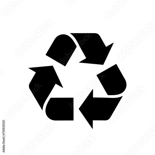 recycable sign, recycle single eco symbol black arrows 3R of the environment, vector icon