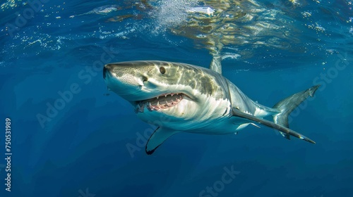 Great White Shark Swimming in the Ocean © ArtCookStudio