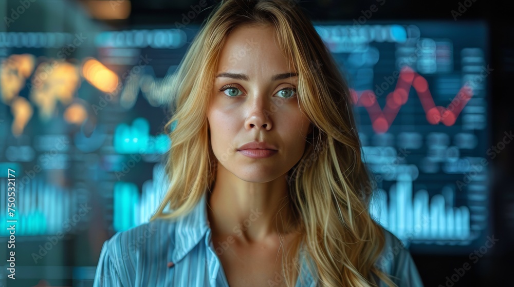 Woman With Blue Eyes Sitting in Front of Group of People Woman With Blue Eyes Sitting in Front of Group of People