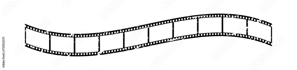 Vintage retro 35mm film strip in 3d vector design with 10 frames isolated on white. Black film reel mockup illustration to use in photography, television, cinema, travel, photo frame. 