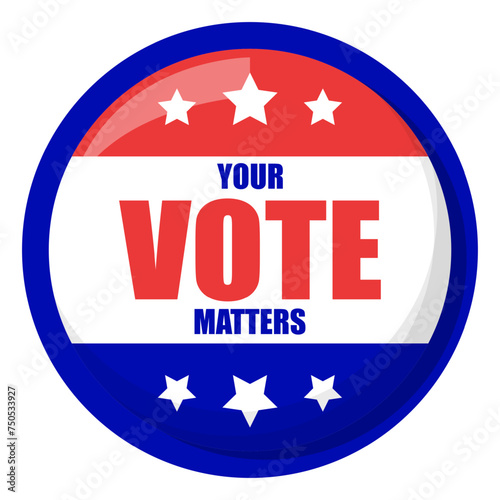 Election pin vector isolated. National campaign, vote for republicans or democrats, elections in USA. Democracy and patriotism. Your vote matters