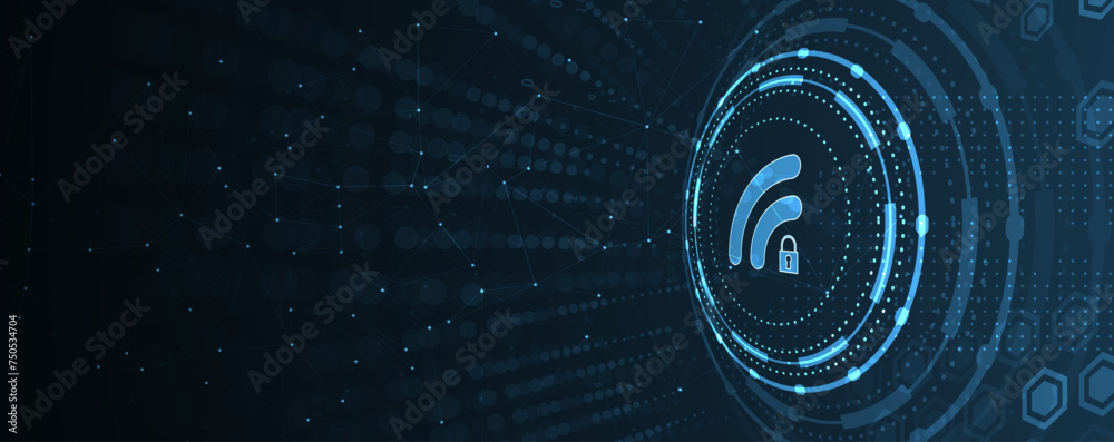 Fototapeta premium Cyber security and information or network protection. Future cyber technology web services for business and internet project