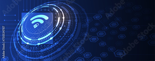 Cyber security and information or network protection. Future cyber technology web services for business and internet project