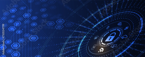 Cyber security and information or network protection. Future cyber technology web services for business and internet project