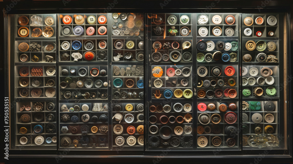 A display case filled with lots of different types