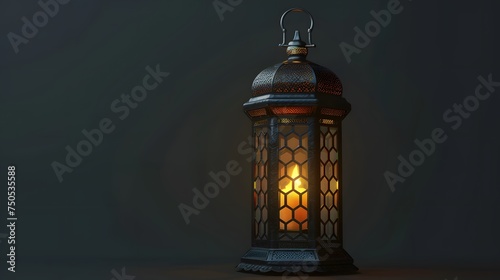 celebration of islamic eid mubarak and eid ul adha lantern in brown background. © asma