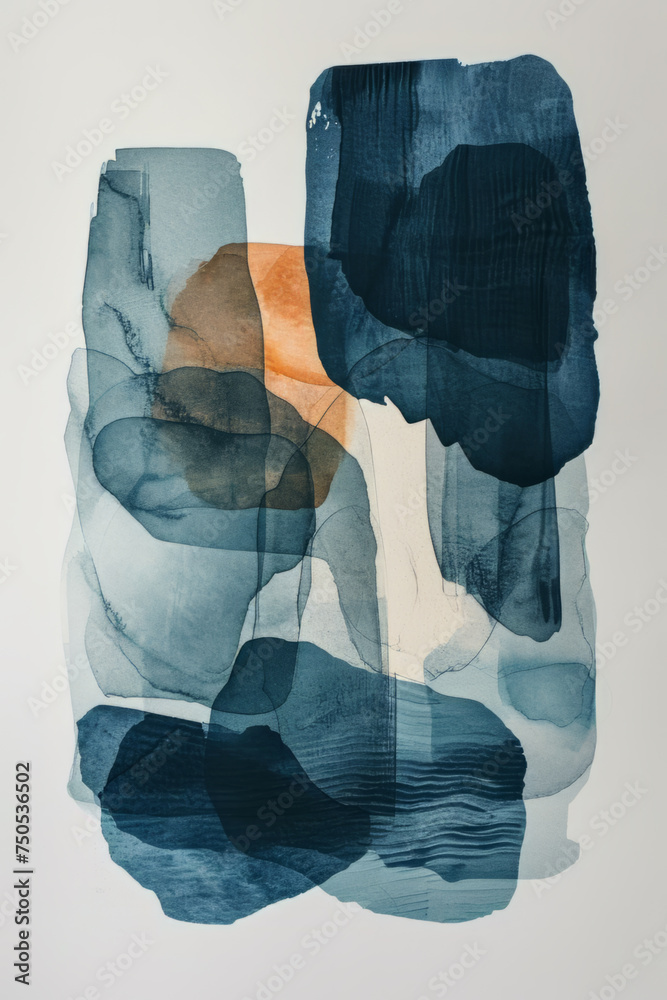 Cool-Hued Abstract Geometric Layers with Textured Overlap