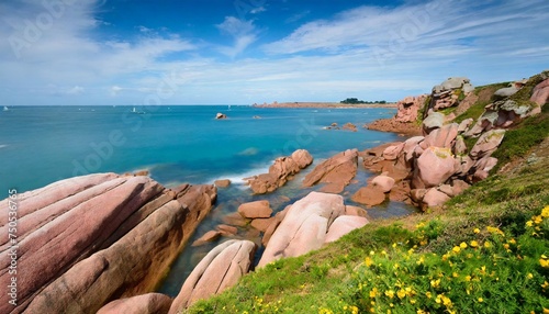 joli paysage de la cote de granit rose a ploumanac h en bretagne france photo