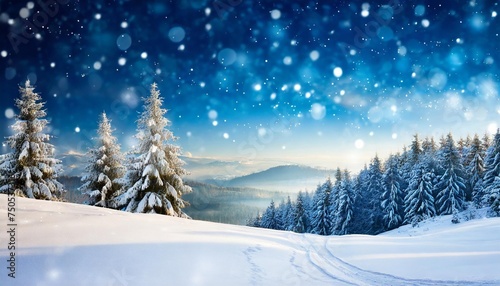 chritmas landscape with snow abstract background © Kendrick