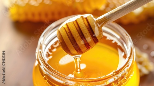 honey in a jar, jar of honey with honeycomb