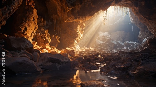 The cave sparkles with beautiful lights, creating a magical scene, wonderful place