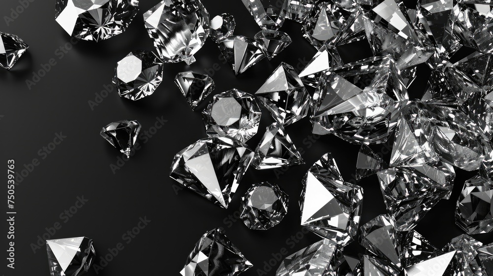 Diamonds, which are sure to win a woman's heart. Isolated on black background. Expensive jewelry. Generative AI. Diamonds, which are sure to win a woman's heart. Isolated on black background. Expensive jewelry. Generative AI.