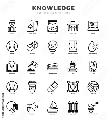 Knowledge icons set. Collection of simple Lineal web icons.