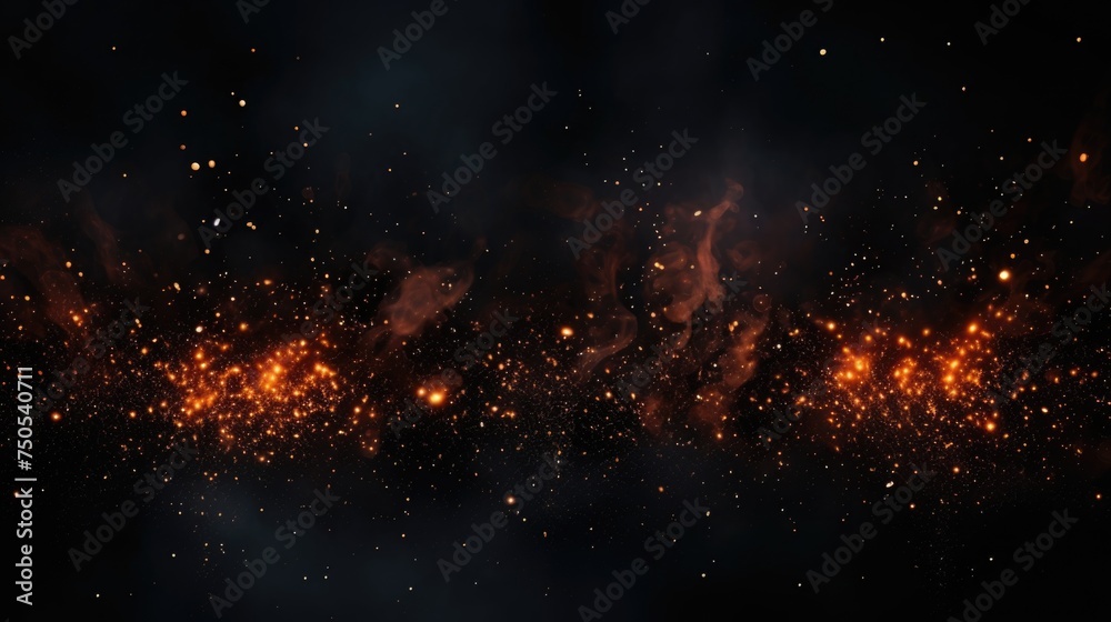abstract background. explosion of fire, Fire spark overlay with smoke and flame background. grill heat glow isolated vector. orange sparkle abstract illustration. Hell bonfire fiery with hot cinder - obrazy, fototapety, plakaty 