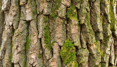 embossed texture of the bark of oak panoramic photo of the oak texture with moss