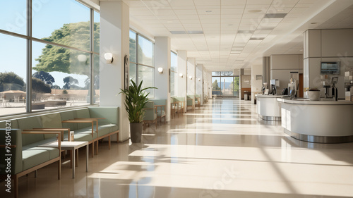 Abstract blur hospital background. Hospital Reception perspective