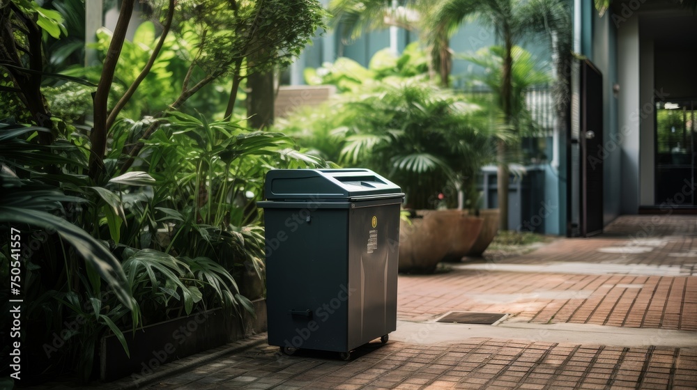 the trash bin awaits to collect your rubbish