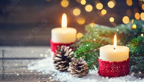 christmas card with holiday mood festive burning candles