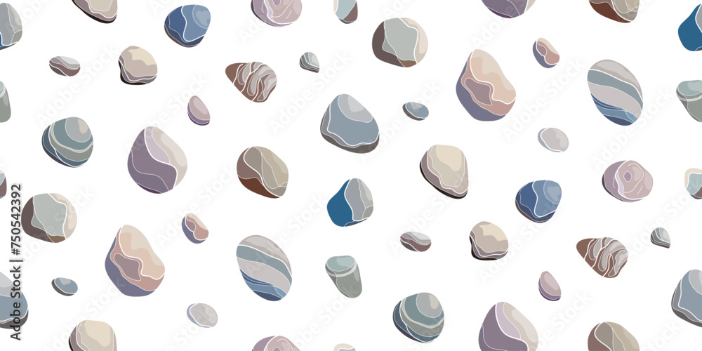 Seamless background with pebbles, pattern with a variety of pebbles. Seamless background with pebbles, pattern with a variety of pebbles.