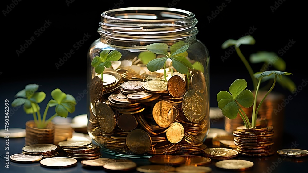 Savings in the form of coins and roots in the style
Savings in the form of coins and roots in the style