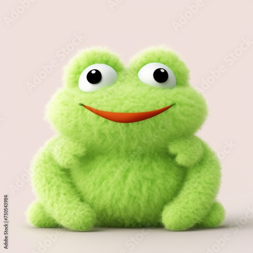 frog, Frog doll, made of soft green fur, isolate