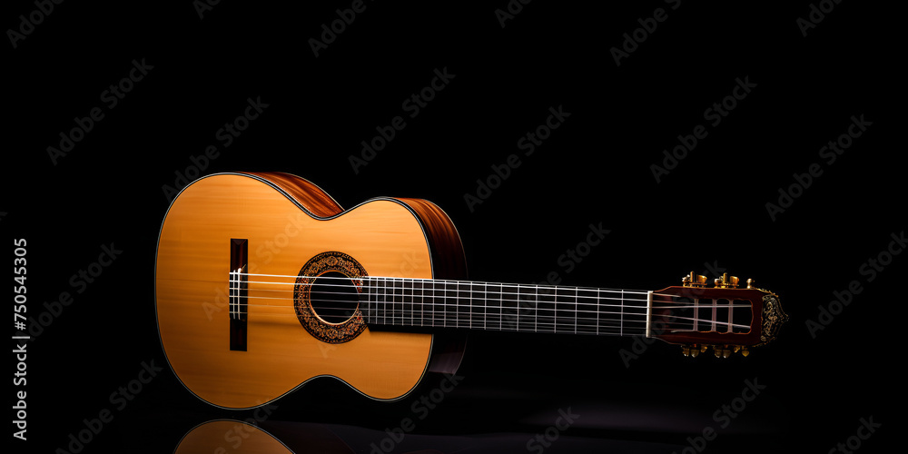 Guitarra on black background