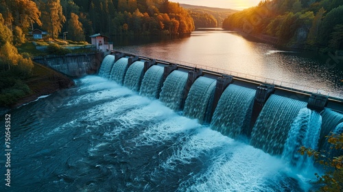 Iconic hydroelectric power plant with advanced technology, highlighting the role of innovation in sustainable energy production