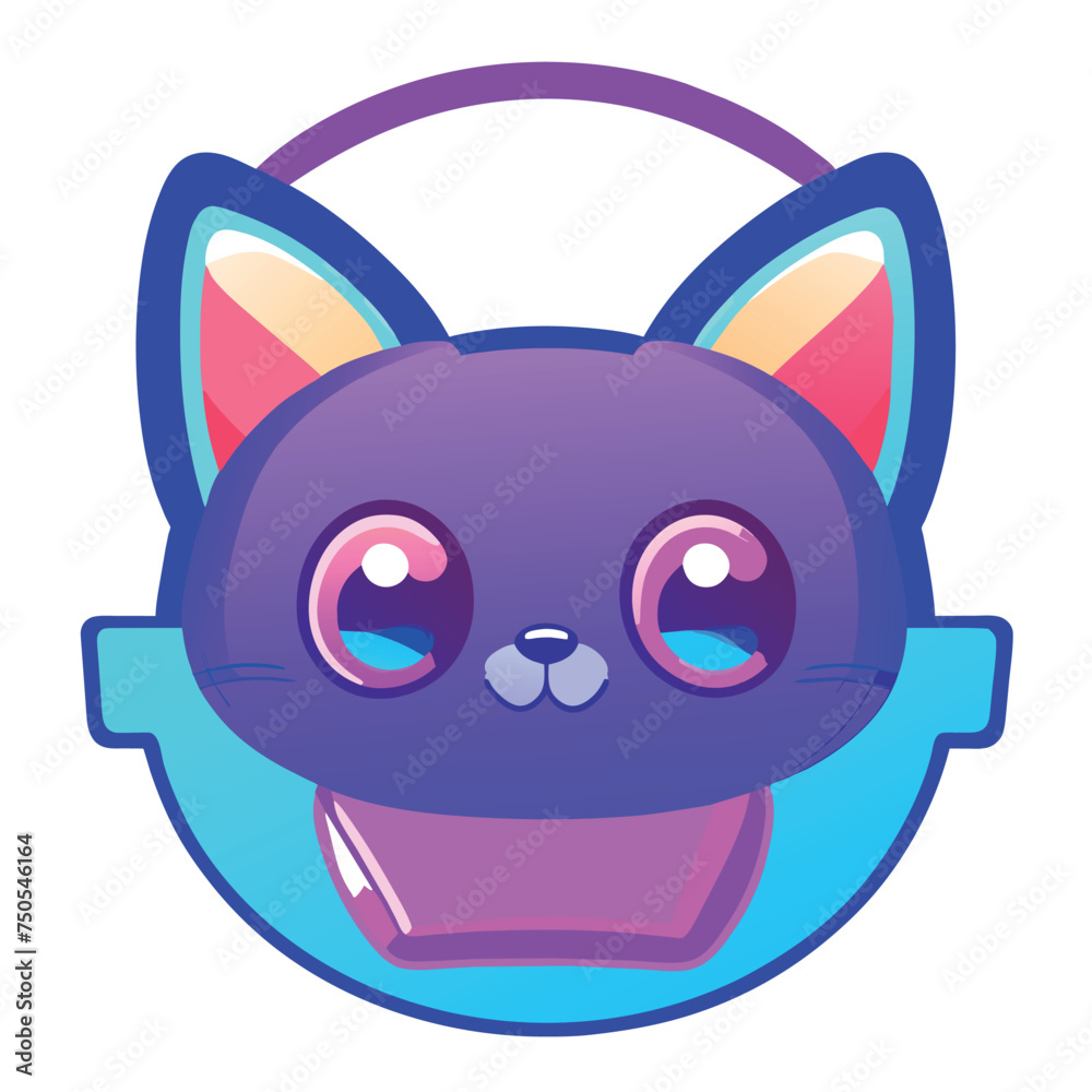 logo bag cat, vector illustration kawaii