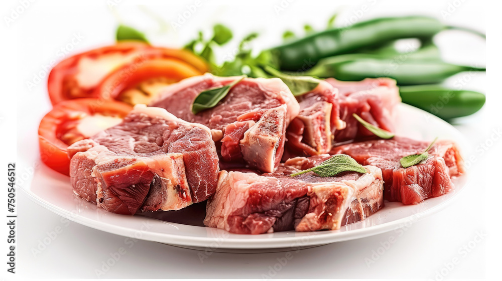 Pork meat isolated on white background. Generative AI. Pork meat isolated on white background. Generative AI.