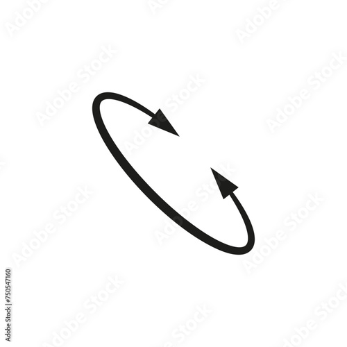 Dual double ended semi circle arrow. Semicircular round long two sided arrow. Vector illustration. 