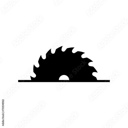 A circular saw blade. Vector with half sawblade. Isolated illustration on white background.	