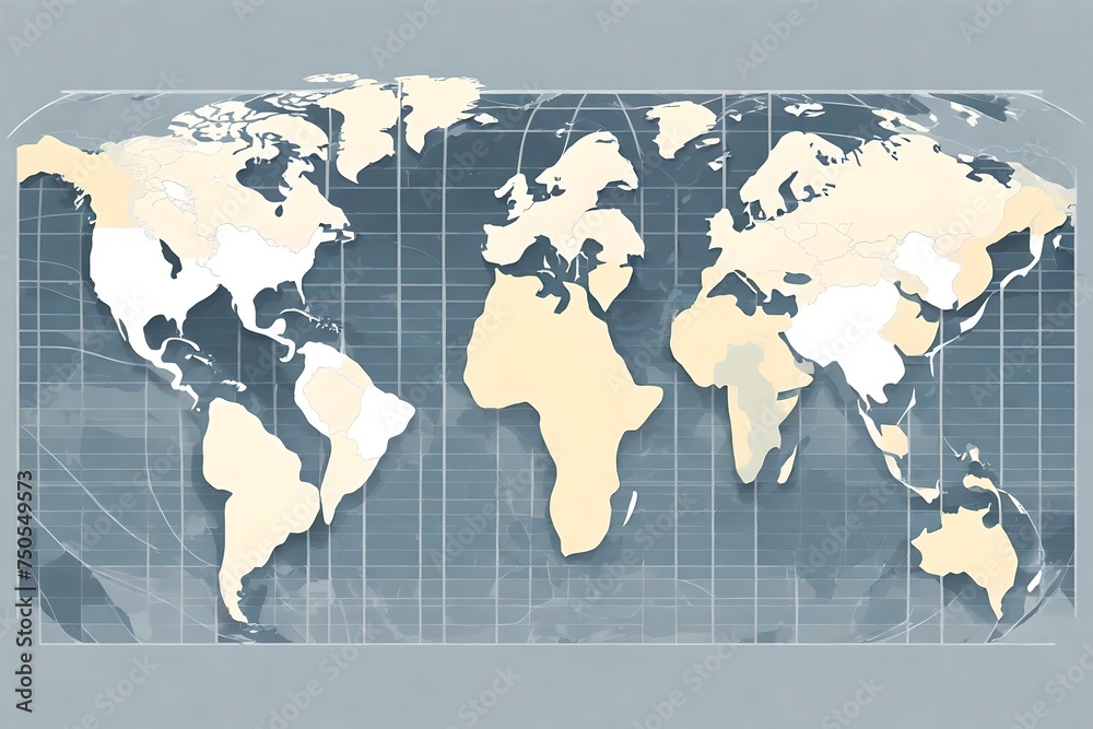 World map vector, isolated on white background. Flat Earth, gray map ...