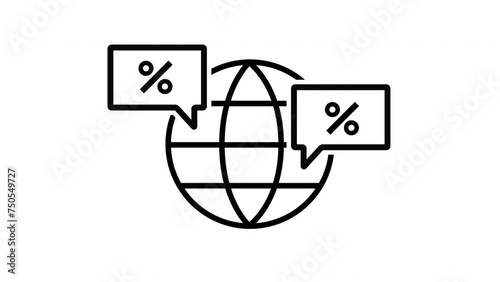 Discount around the world text box motion graphics isolated