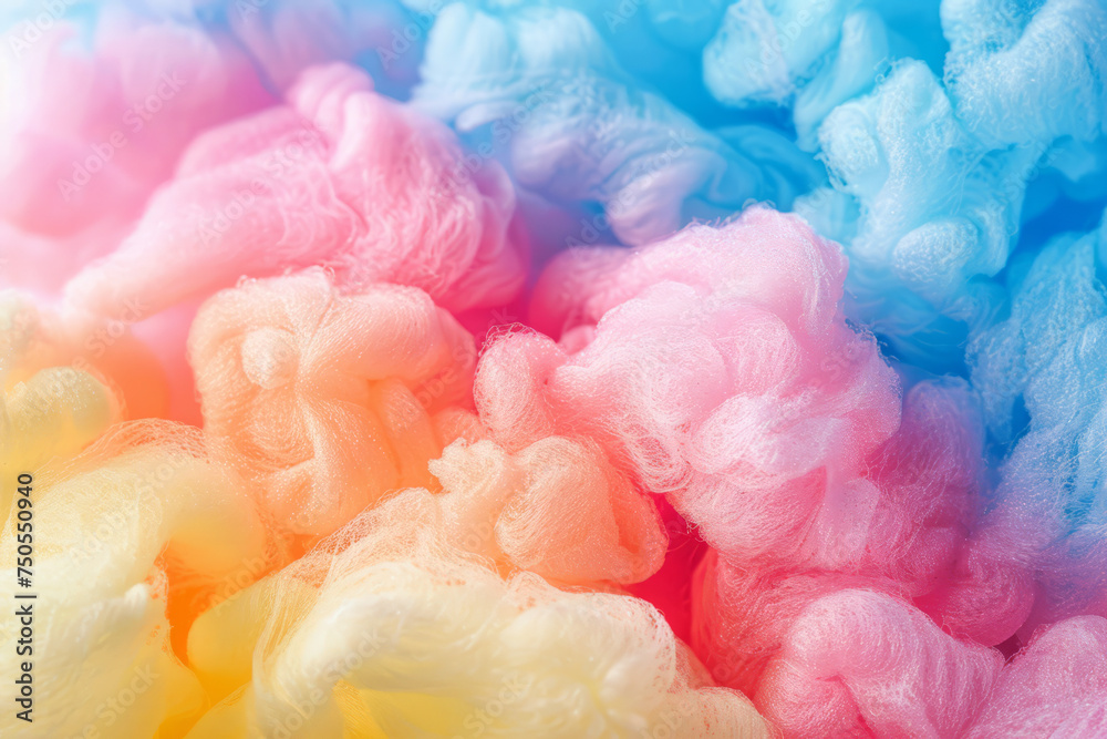 close up of colorful cotton candy candy floss