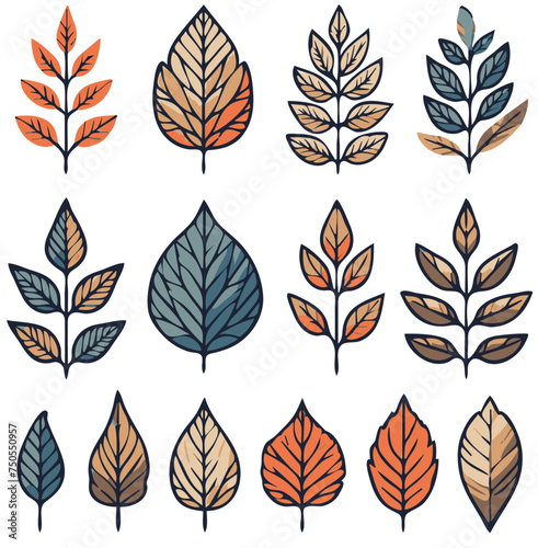 Captivating Vector Image of Simplified Autumn or Fall Leaves  Elegant and Natural Leaf Designs for Your Seasonal Projects