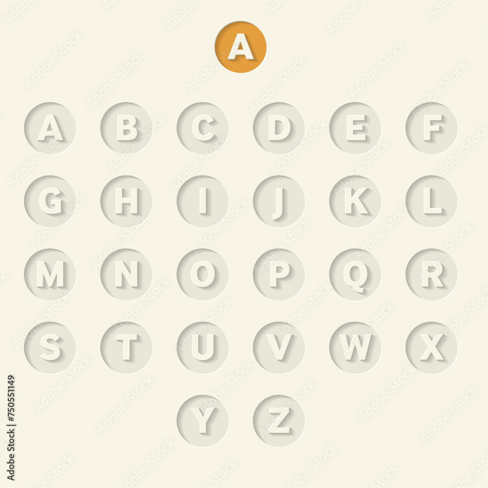Alphabet from A to Z in circles matching to Cut Out Infographic Design set Alphabet from A to Z in circles matching to Cut Out Infographic Design set