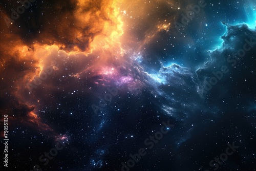 Brilliant galaxy landscape with color splash
