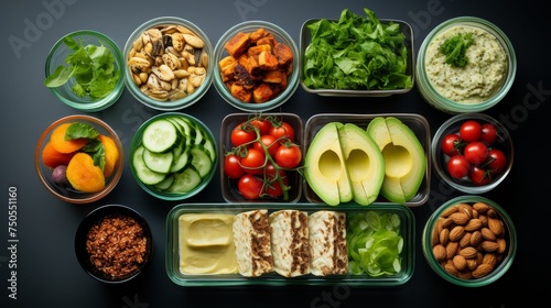 Lunchbox with a variety of healthy foods for school children