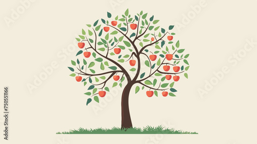 Apple tree Isolated flat vector Flat vector