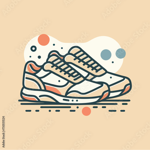 Simple Minimalist Sneakers Line Art Monoline Illustration Design with Clean Background