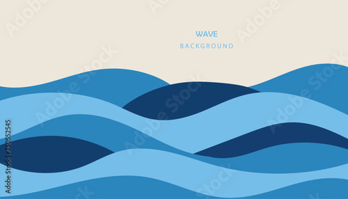 Vector layered blue water wave banner template