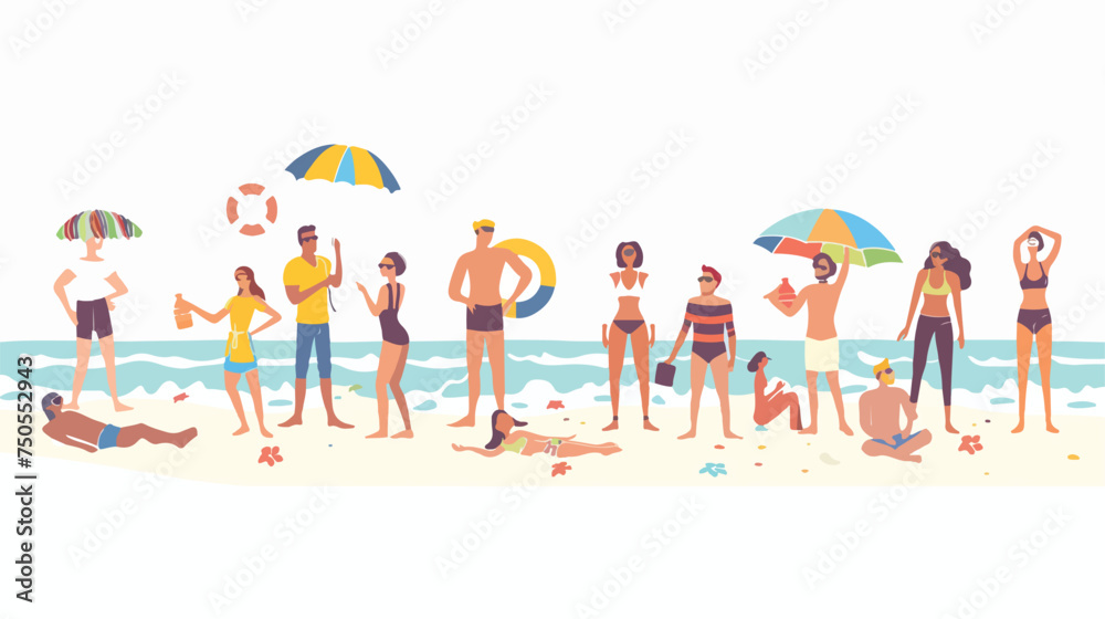 Beach people Flat vector illustration isolated on white