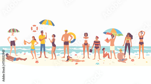 Beach people Flat vector illustration isolated on white