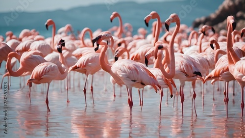 flamingos in the beach 