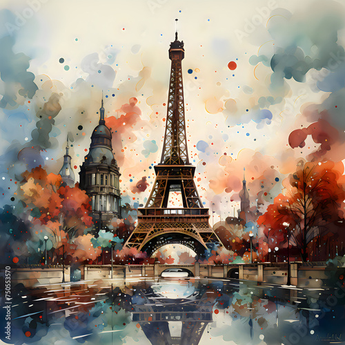 Abstract Paris illustration art